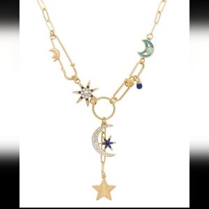 BRAND NEW ** Gold and Blue Celestial Charm Necklace